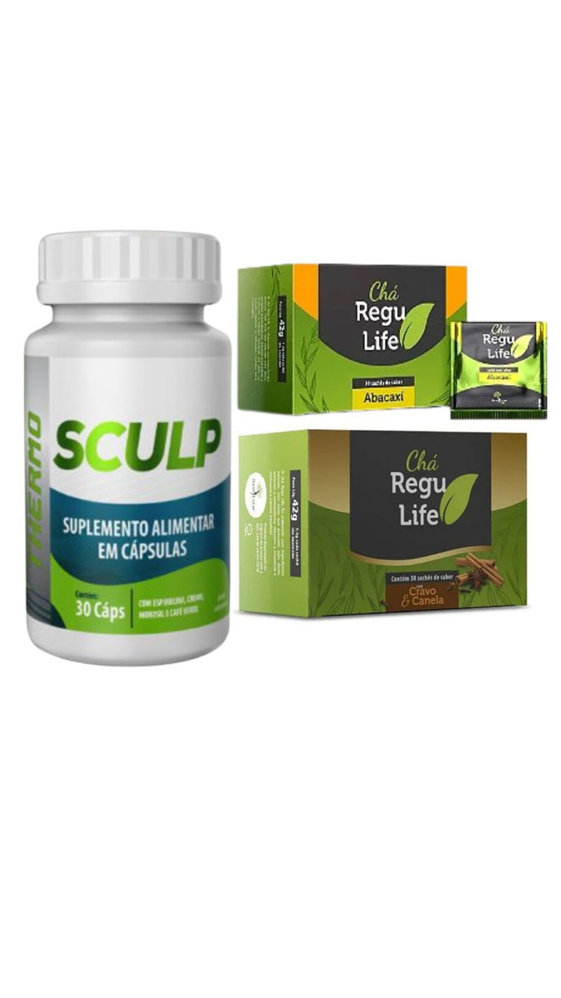 Sculp Thermo e Regu life 30 saches Abacaxi e Cravo e Canela Bem Estar Life