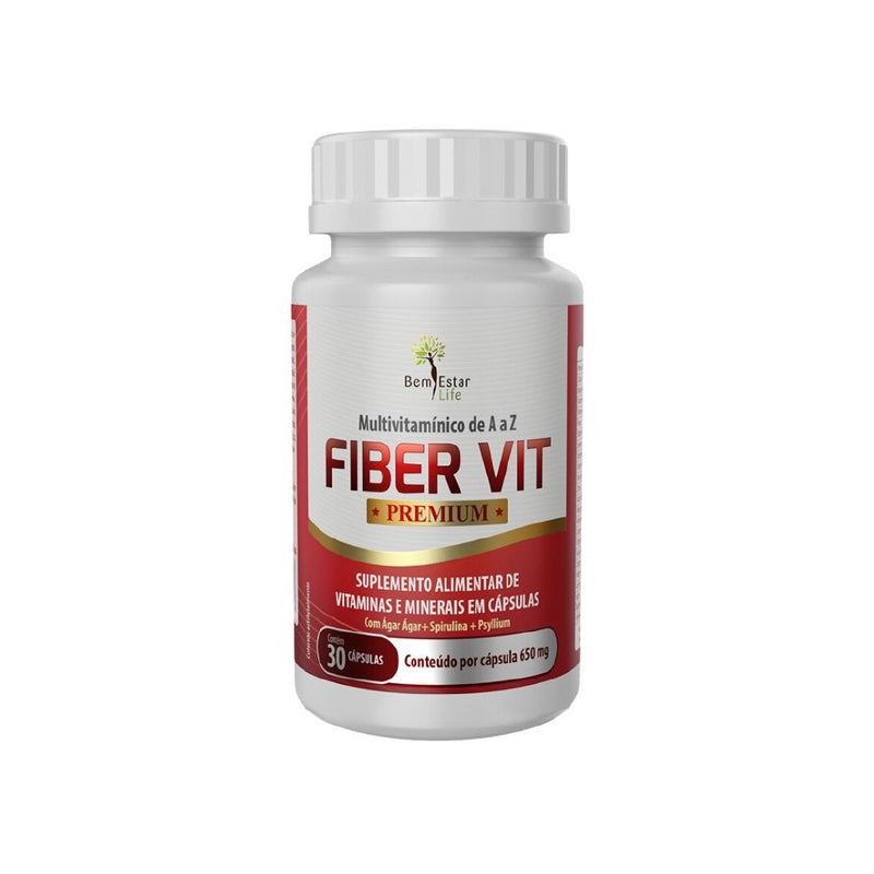 Fiber Vit Premium Suplemento Vitamínico e Mineral 30 cápsulas Bem Estar Life