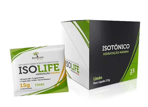 Iso Life Isotônico em pó sabor de Limão - 15 saches Bem Estar Life