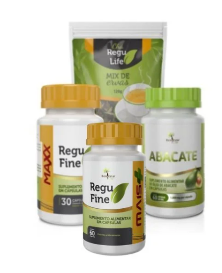 Regu Fine Maxx + Oleo de Abacate 60 cap + Chá pacote + Regufine MAIS Bem Estar Life