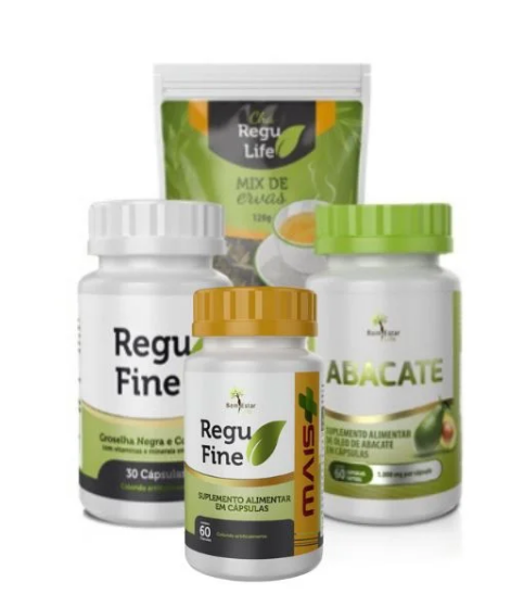 Regu Fine + Oleo de Abacate 60 cap + Cha pacote + Regufine MAIS Bem Estar Life