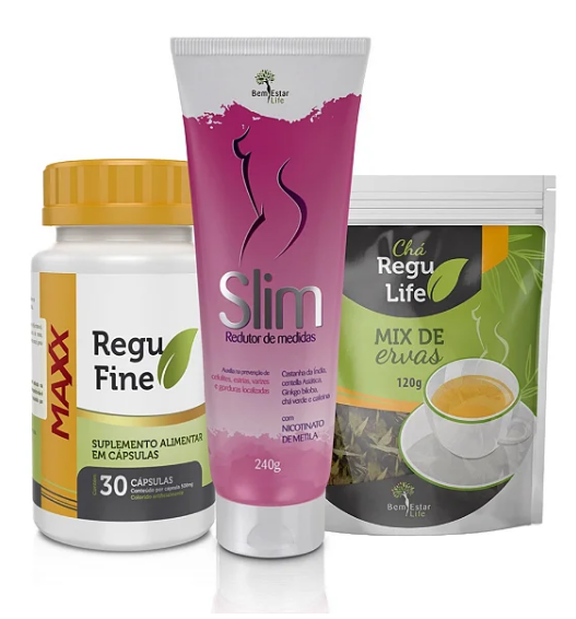 Regu Fine Maxx + Chá Regu Life + Gel Redutor de medidas Bem Estar Life