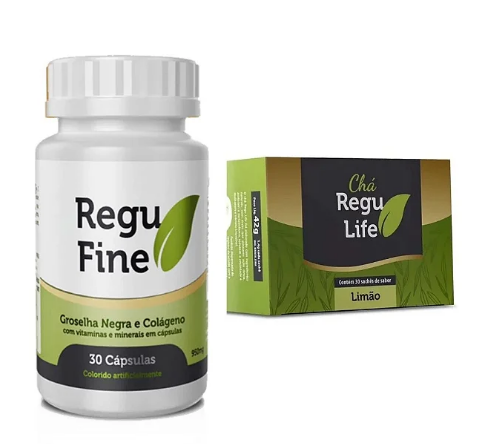 Regu Fine e Chá Regu Life sabor limão 30 saches - Bem Estar Life