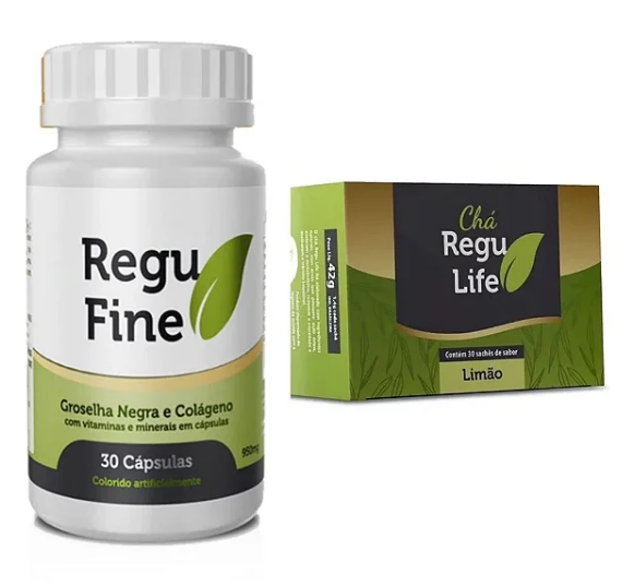 Regu Fine e Chá Regu Life sabor limão 30 saches - Bem Estar Life